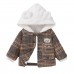 【3M-24M】Unisex Baby Bear Embroidered Padded Fleece Hooded Jacket