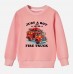 【12M-9Y】Boy Letter And Fire Truck Print Cotton Stain Resistant Long Sleeve Sweatshirt