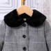 【18M-6Y】Girl Casual Tweed Keep Warm Plush Lapel Plaid Coat