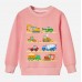 【12M-9Y】Boy Cotton Stain Resistant Excavator Bulldozers Print Long Sleeve Sweatshirt