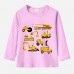 【12M-9Y】Boy Excavator Bulldozer Print Cotton Stain Resistant Long Sleeve T-shirt