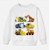 【12M-9Y】Boy Cotton Stain Resistant Excavator Bulldozers Print Long Sleeve Sweatshirt