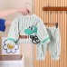 【9M-4Y】2-piece Boys Thick Flannel Dinosaur Embroidered Pajama Set