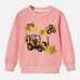 【12M-9Y】Boys Cotton Stain Resistant Excavator And Tractor Print Long Sleeve Sweatshirt