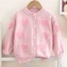 【18M-6Y】Girls Heart Pearl Long Sleeve Sweater Cardigan