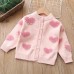 【18M-6Y】Girls Heart Pearl Long Sleeve Sweater Cardigan