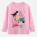 【18M-7Y】Girls Pink Dinosaur Print Round Neck Long Sleeve T-shirt