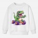 【12M-9Y】Boys Cotton Stain Resistant Dinosaur And Car Print Long Sleeve Sweatshirt