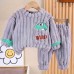 【9M-4Y】2-piece Boys Thick Flannel Dinosaur Embroidered Pajama Set