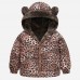 【18M-6Y】Girls Thick Heart Leopard Print Reversible Hooded Fleece Coat