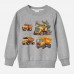 【12M-9Y】Boys Cotton Stain Resistant Engineering Car Print Long Sleeve Sweatshirt