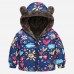 【18M-6Y】Girls Thick Heart Leopard Print Reversible Hooded Fleece Coat