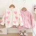 【18M-6Y】Girls Heart Pearl Long Sleeve Sweater Cardigan