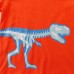 【18M-7Y】Boys Orange Luminous Dinosaur Print Round Neck Long Sleeve T-shirt