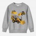 【12M-9Y】Boys Cotton Stain Resistant Excavator And Tractor Print Long Sleeve Sweatshirt