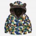 【18M-6Y】Boys Thick Car Space Camo Print Reversible Hooded Fleece Coat